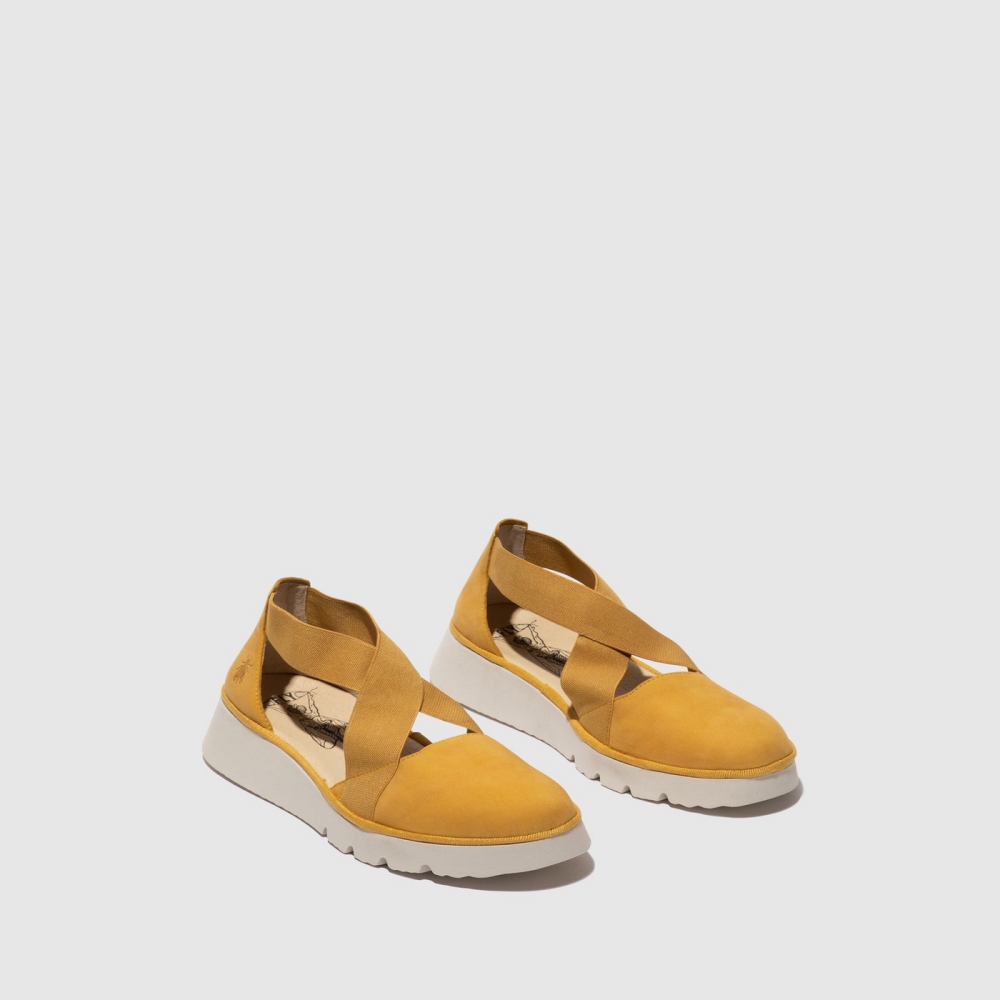 Deep Yellow Fly London Elasticated Women's Trainers | USA12ZFSA