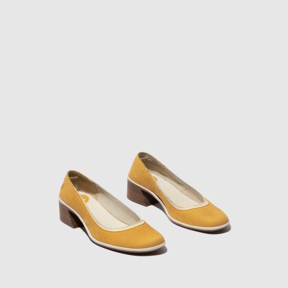 Deep Yellow / White Fly London Classic Women's Pumps Shoes | USA47LGFT