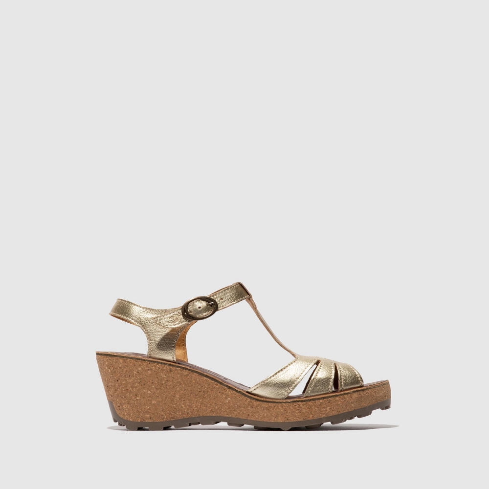 Gold Fly London T-Strap Women\'s Sandals | USA23BYXN