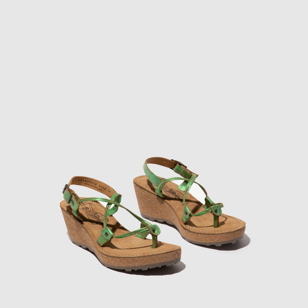 Green Fly London T-Strap Women's Sandals | USA51PLSR