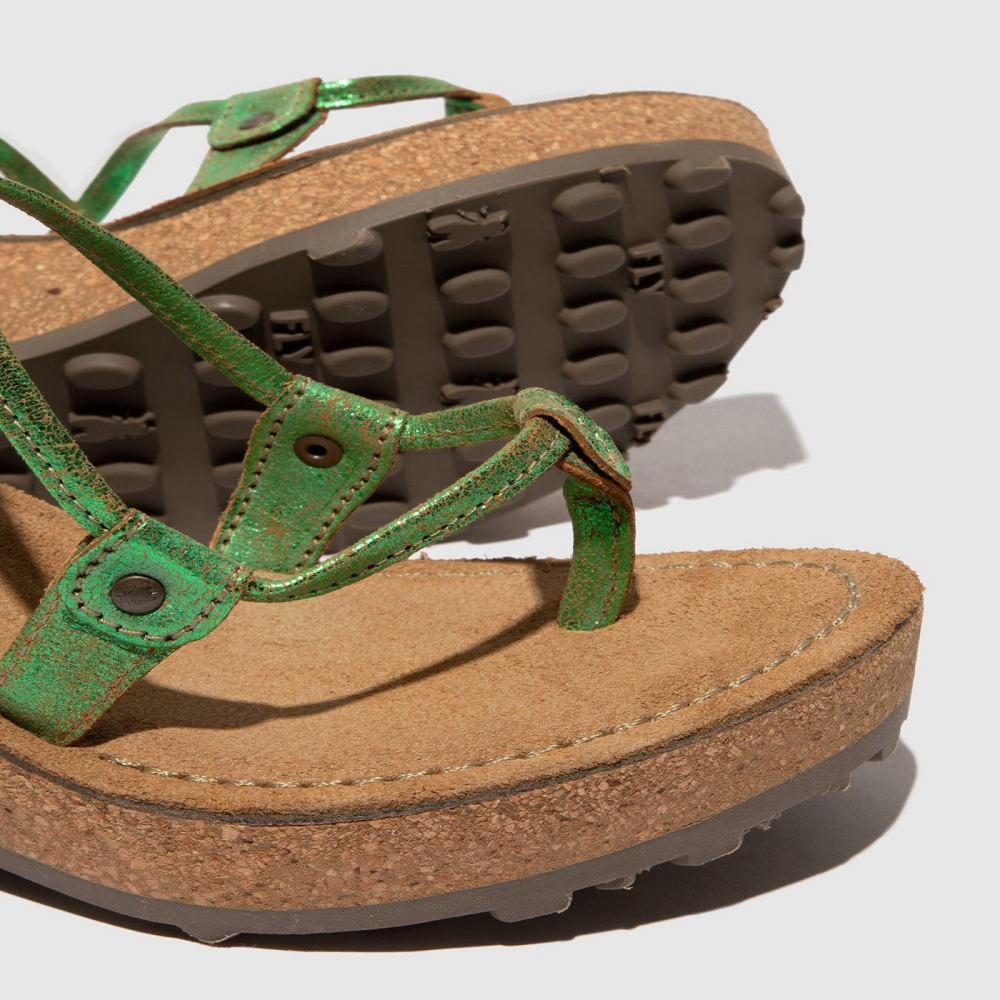 Green Fly London T-Strap Women's Sandals | USA51PLSR