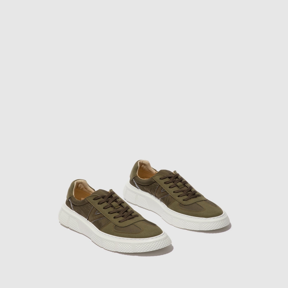 Khaki Fly London Lace-up Men's Trainers | USA03GOES