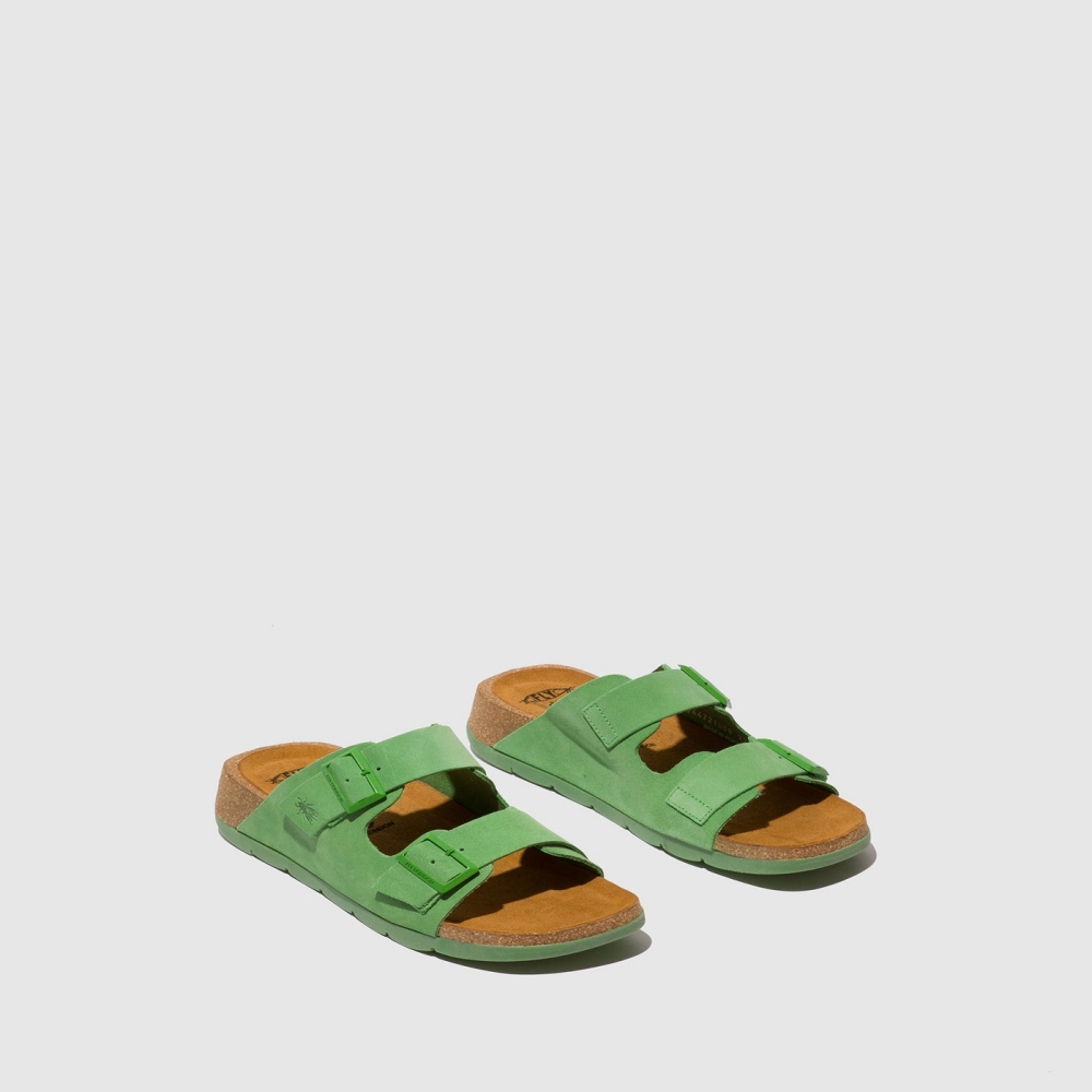 Light Green Fly London Buckle Women's Sandals | USA85EYJX