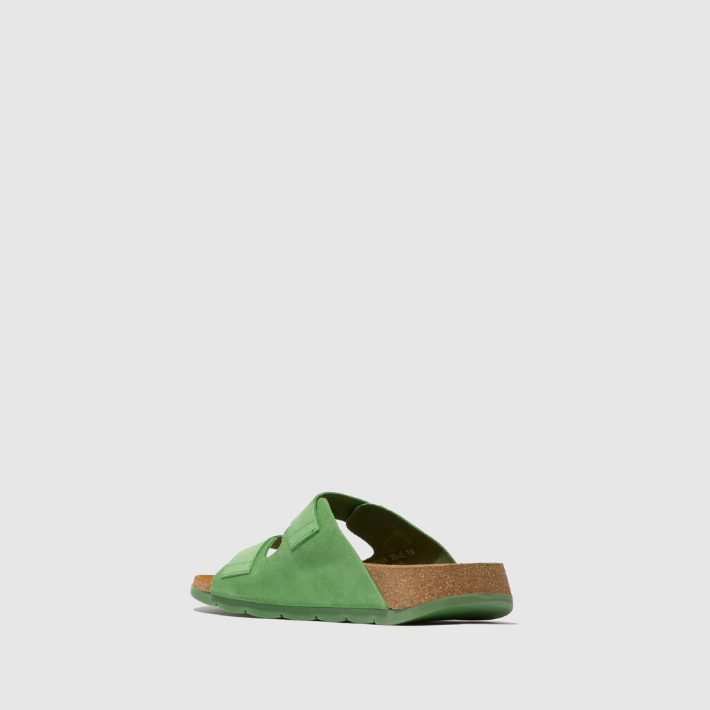 Light Green Fly London Buckle Women's Sandals | USA85EYJX