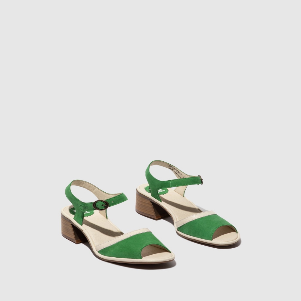 Light Green / White Fly London Ankle Strap Women's Sandals | USA90TDEG