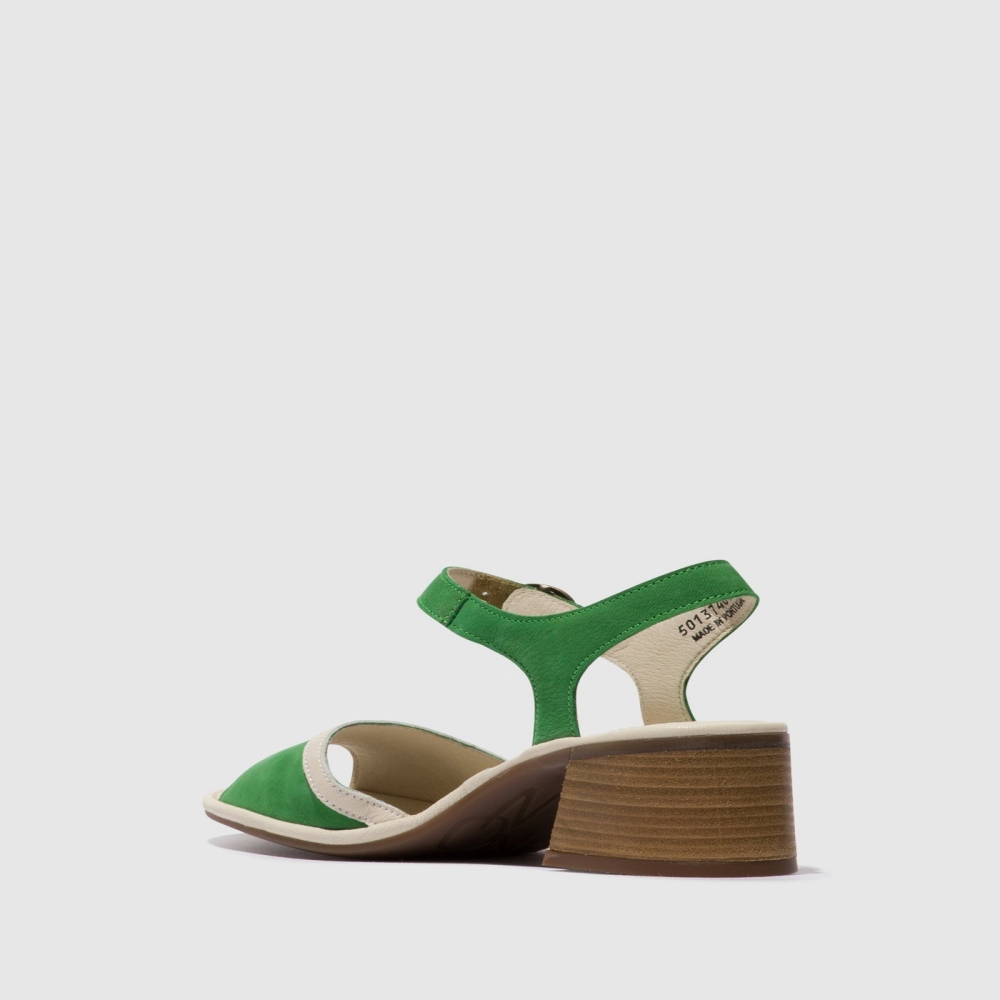 Light Green / White Fly London Ankle Strap Women's Sandals | USA90TDEG