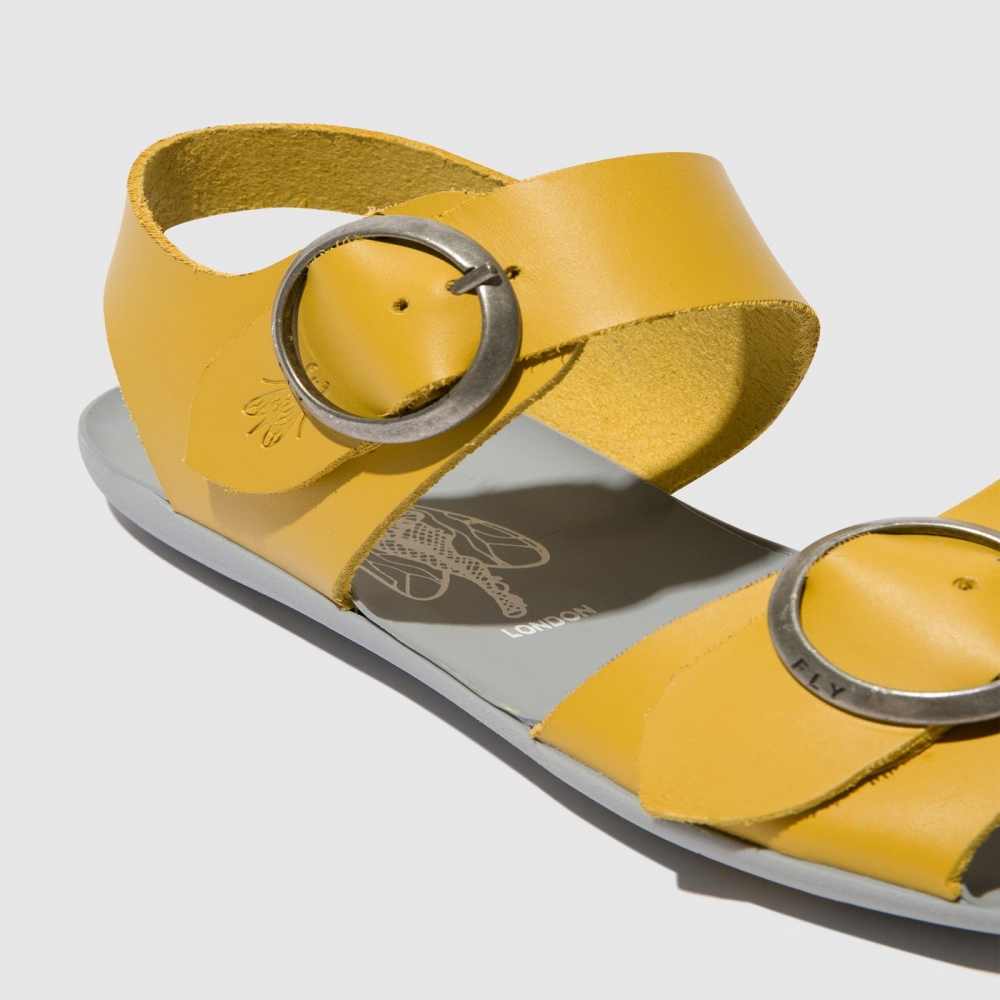 Mustard Fly London Buckle Women's Sandals | USA35XGEJ