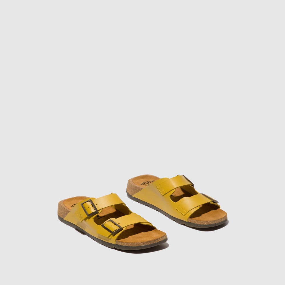 Mustard Fly London Buckle Women's Sandals | USA43CGBR