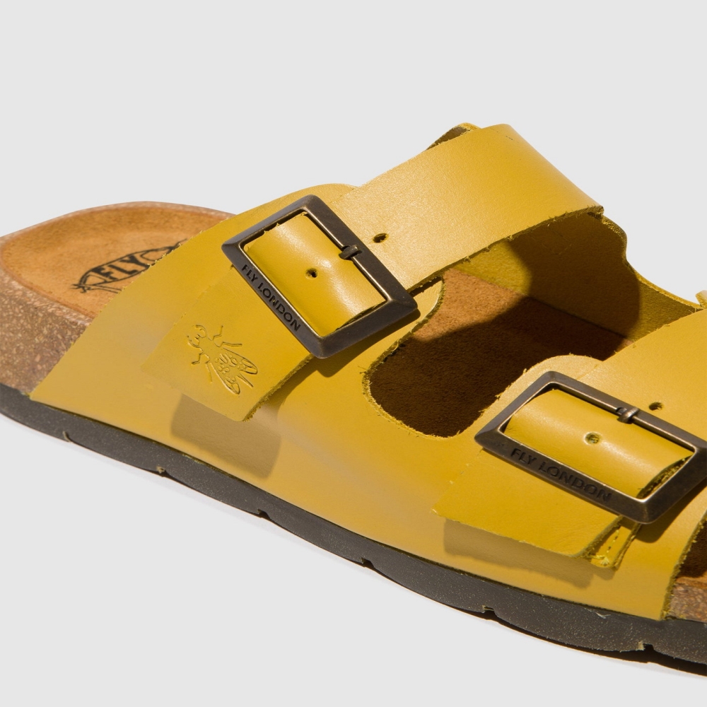 Mustard Fly London Buckle Women's Sandals | USA43CGBR