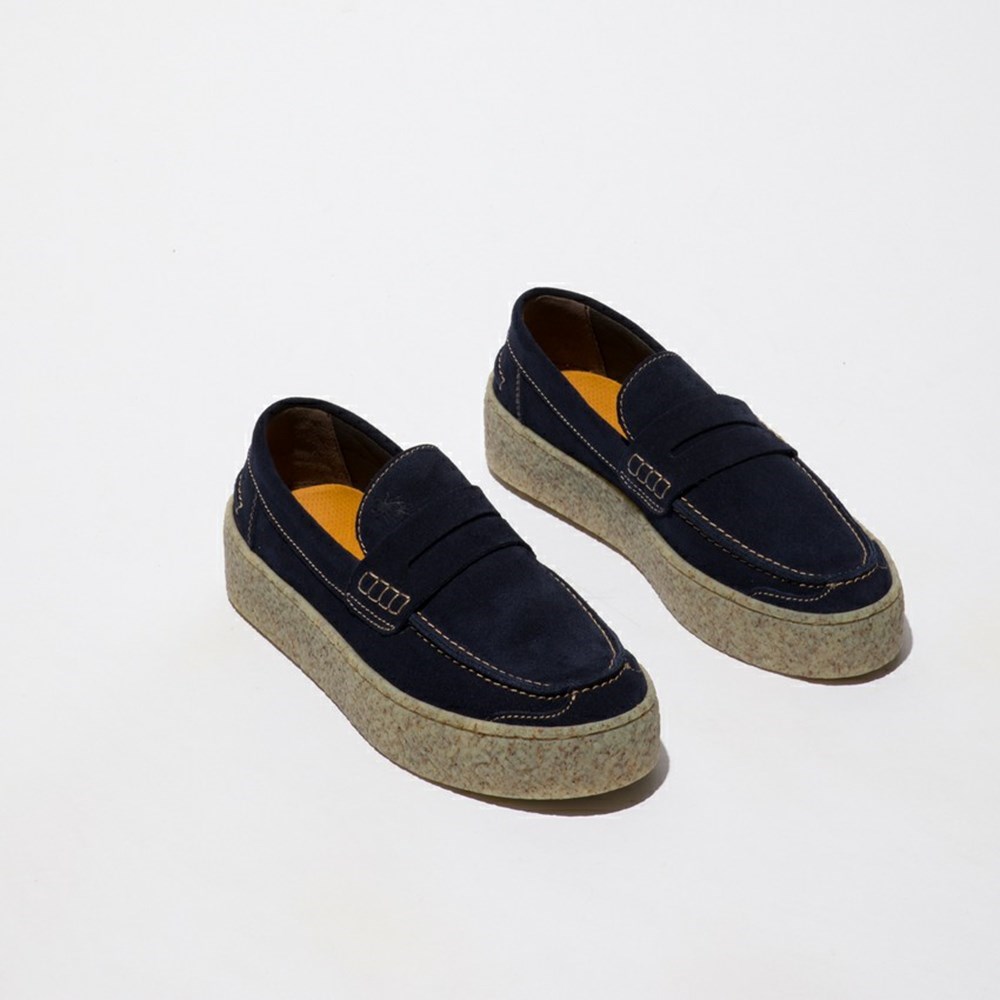 Navy Fly London Slip-on Men's Casual Shoes | USA67OWKE