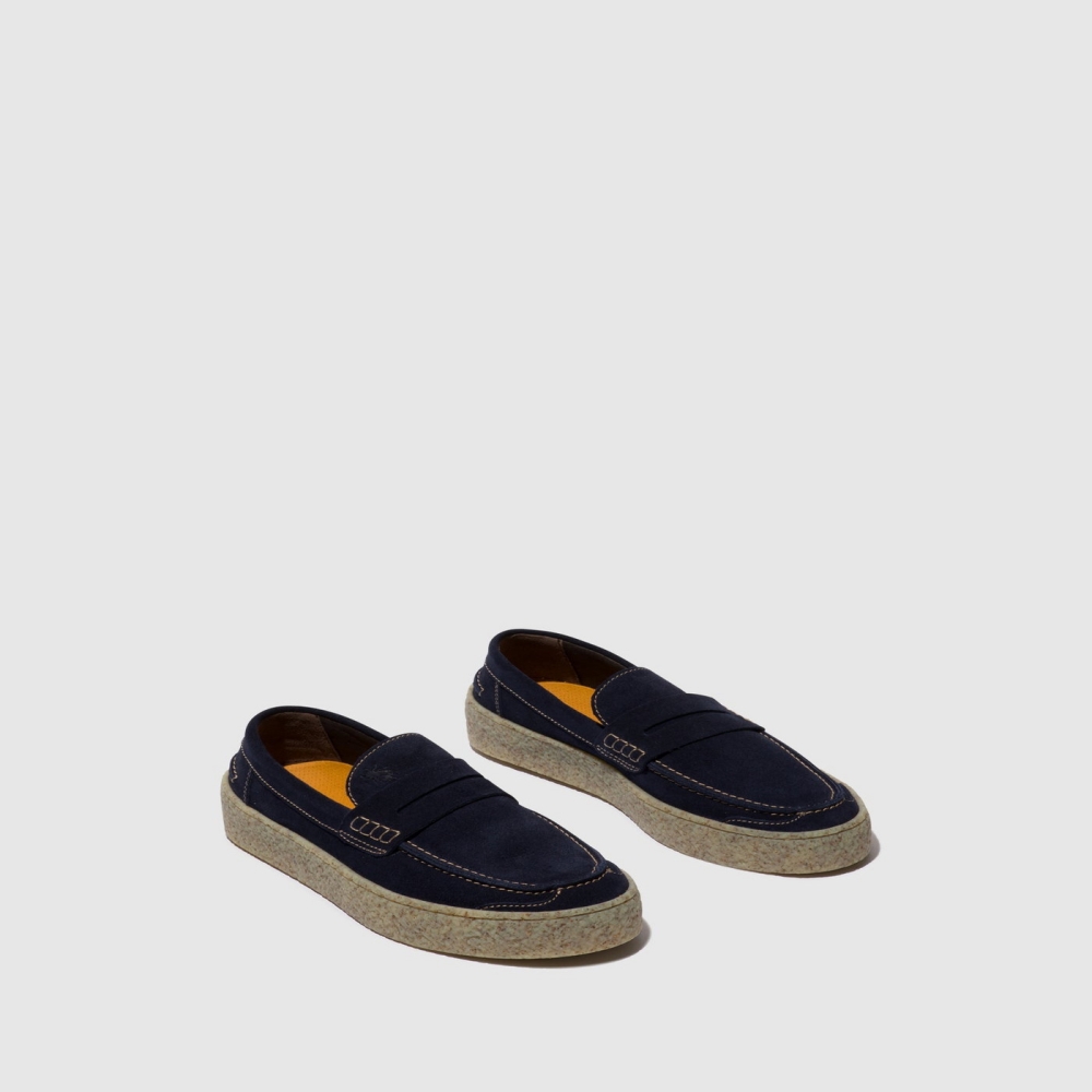 Navy Fly London Slip-on Men's Shoes | USA09RHFT