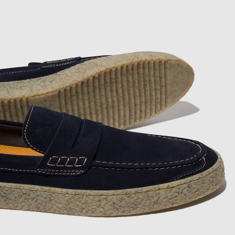 Navy Fly London Slip-on Men's Shoes | USA09RHFT