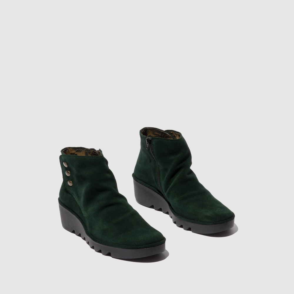 Oilsuede Green Fly London Zip Up Women's Ankle Boots | USA20EBZG