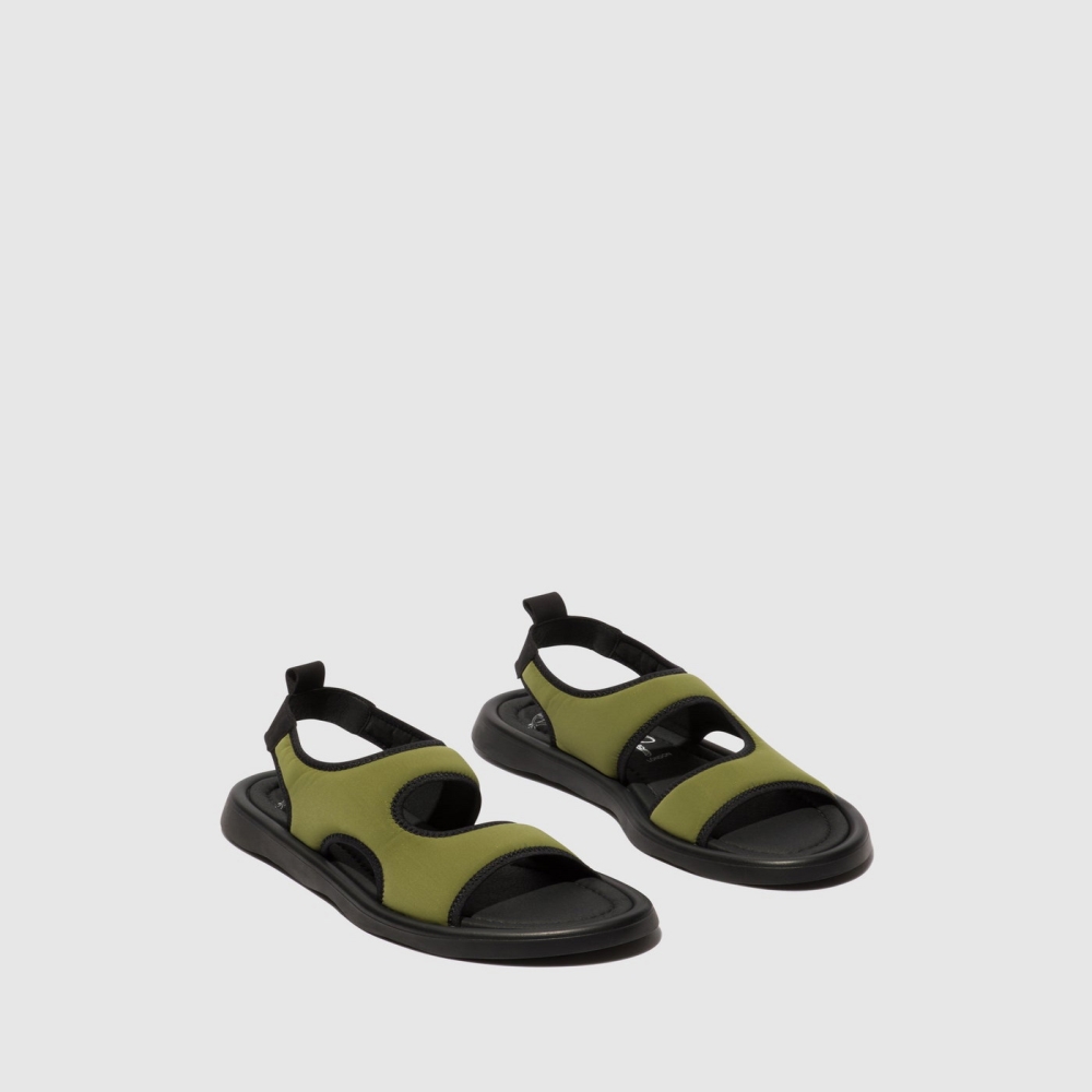 Olive / Black Fly London Sling-Back Women's Sandals | USA65PBFH