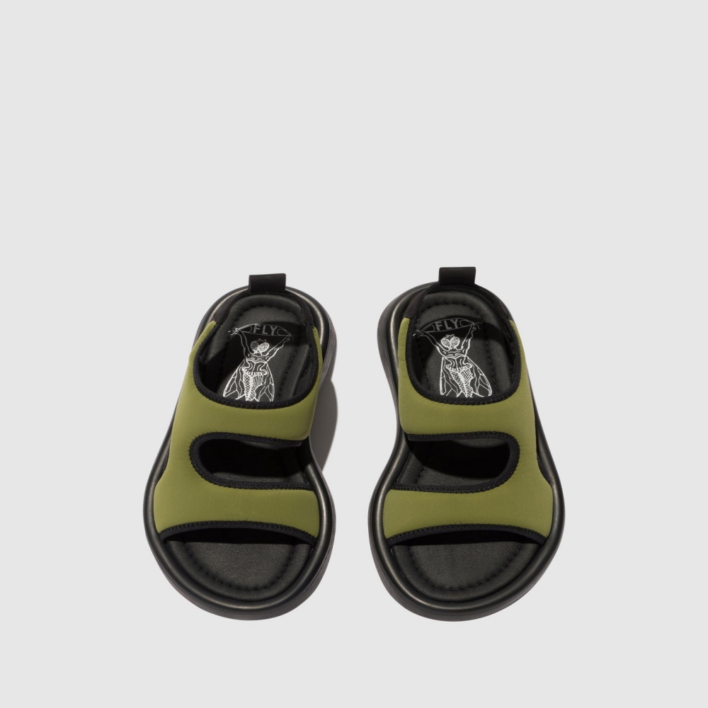 Olive / Black Fly London Sling-Back Women's Sandals | USA65PBFH