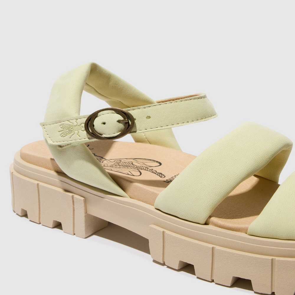 Pale Yellow Fly London Sling-Back Women's Sandals | USA65DPVU