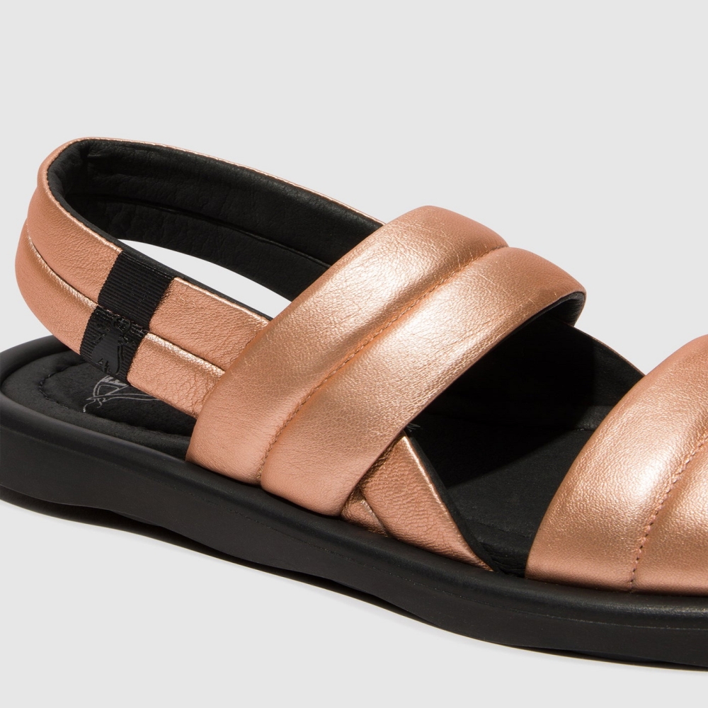 Pink Gold Fly London Sling-Back Women's Sandals | USA72LEOW