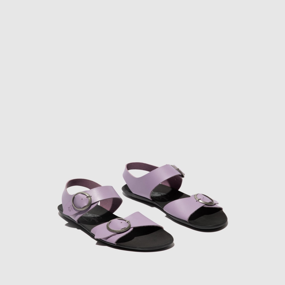 Purple Fly London Buckle Women's Sandals | USA62VBTS