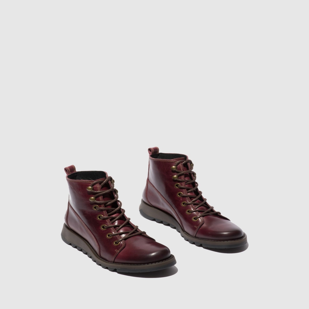 Purple Fly London Lace-up Women's Boots | USA59VIKQ