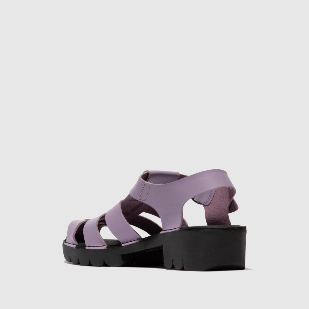 Purple Fly London T-Strap Women's Sandals | USA87KONV