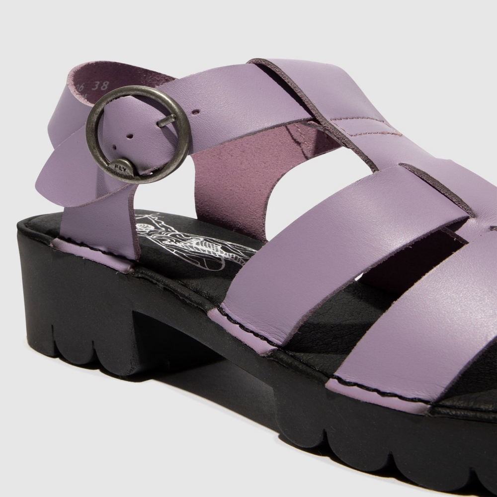 Purple Fly London T-Strap Women's Sandals | USA87KONV