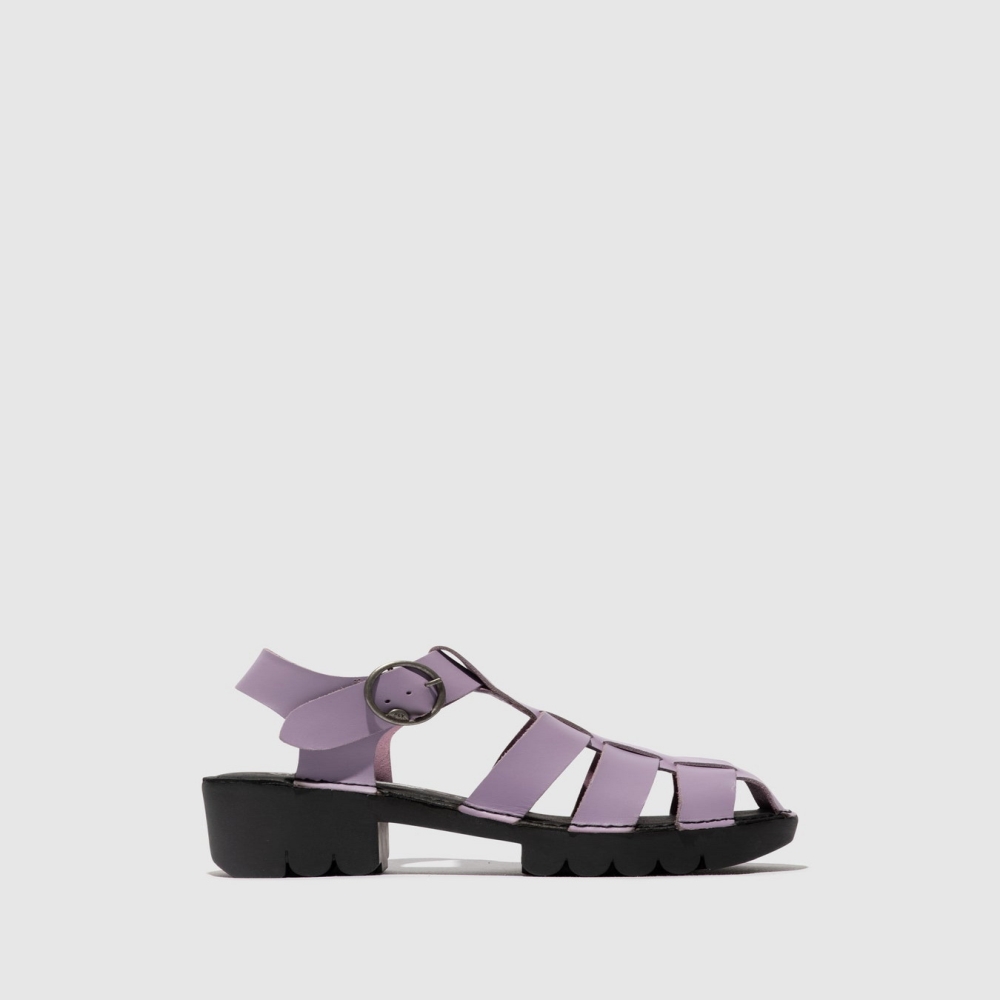 Purple Fly London T-Strap Women\'s Sandals | USA87KONV