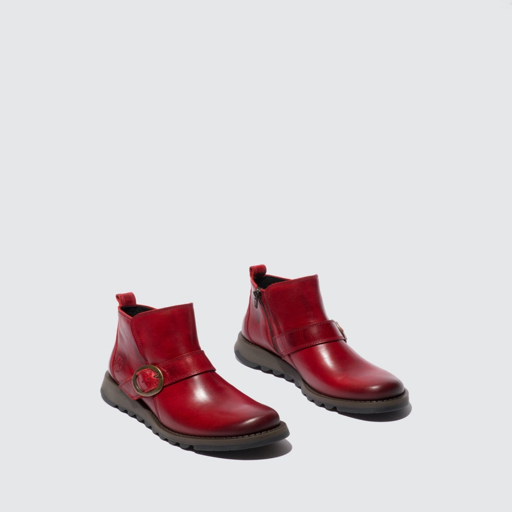 Red Fly London Buckle Women's Boots | USA49YDKH