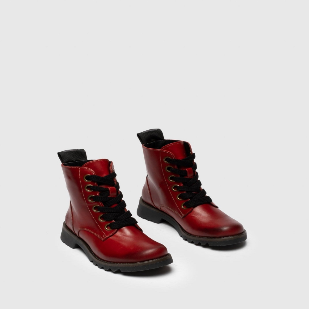 Red Fly London Lace-up Women's Ankle Boots | USA74AIVW