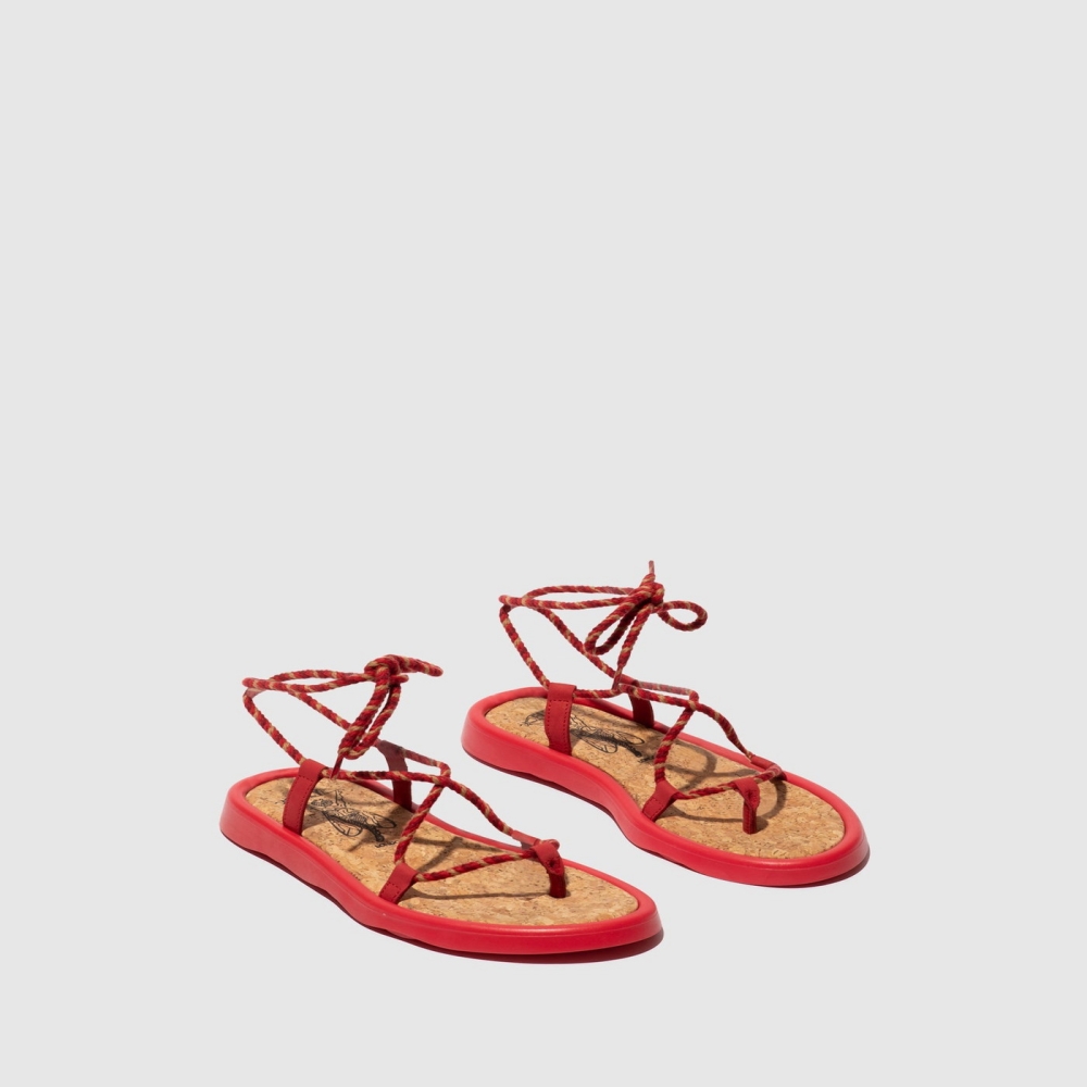 Red Fly London Lace-up Women's Sandals | USA39ZYTG