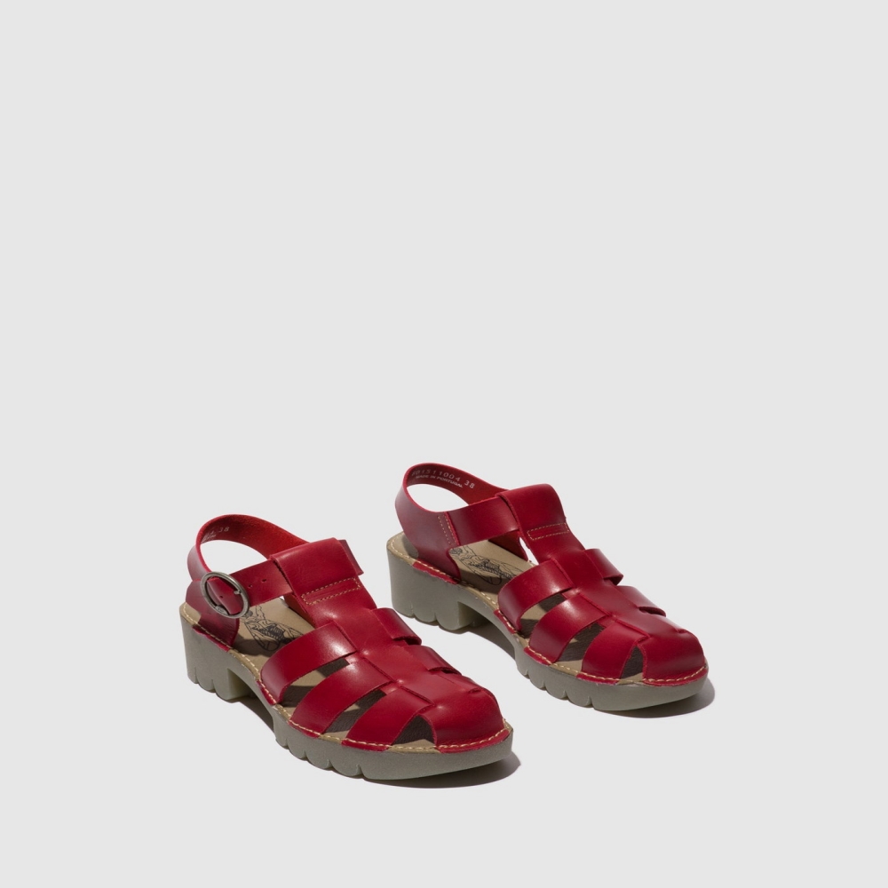 Red Fly London T-Strap Women's Sandals | USA42IQPY