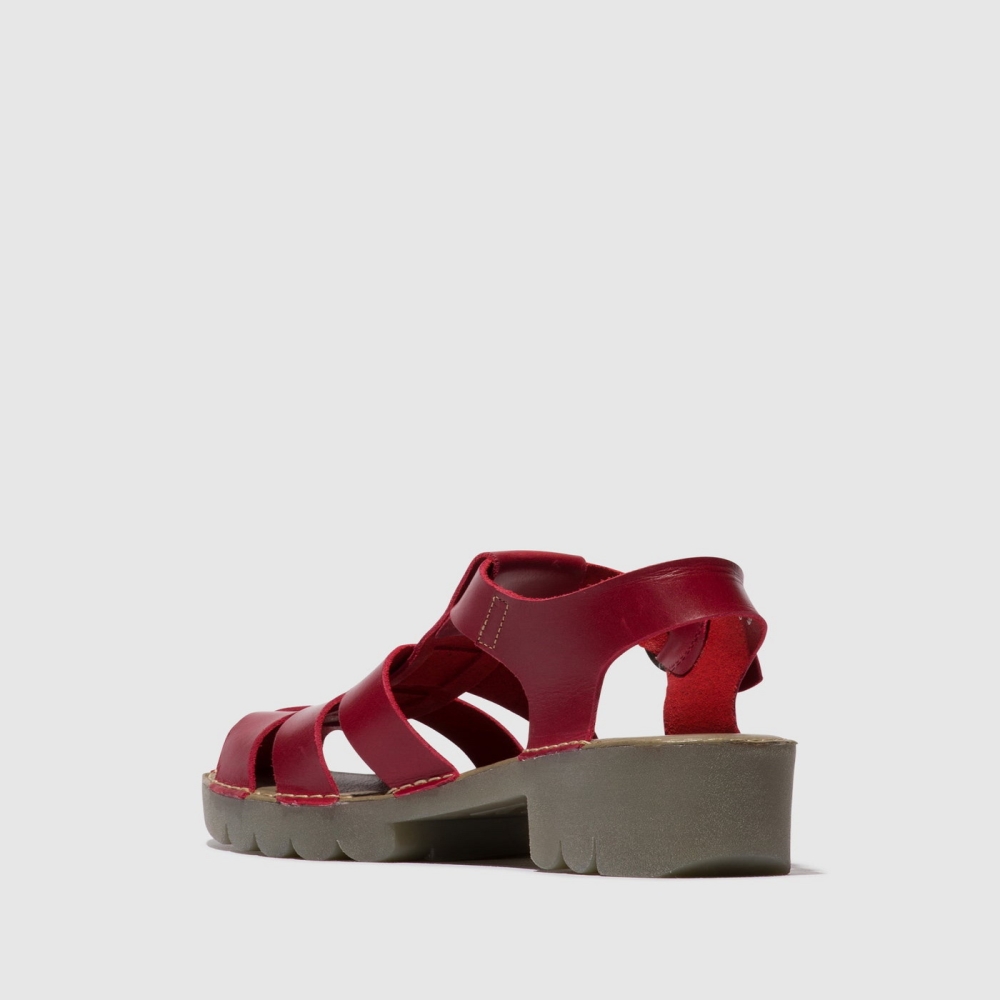 Red Fly London T-Strap Women's Sandals | USA42IQPY