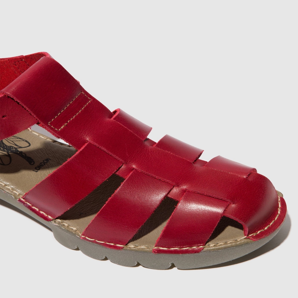 Red Fly London T-Strap Women's Sandals | USA42IQPY