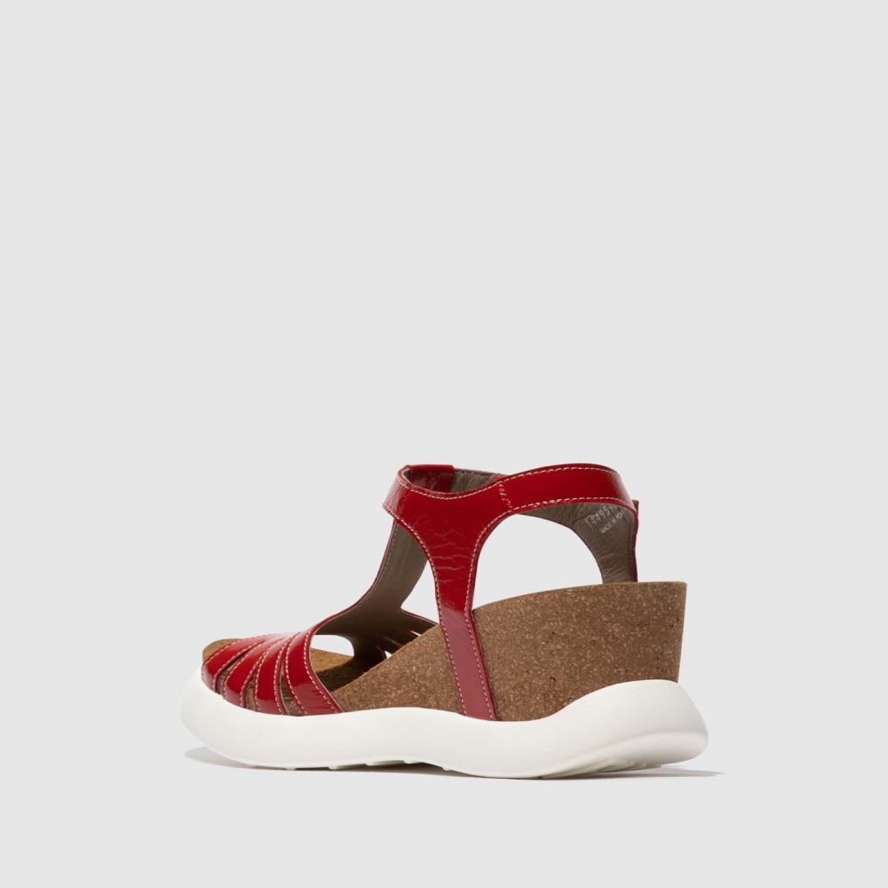 Red Fly London T-Strap Women's Sandals | USA67USKP