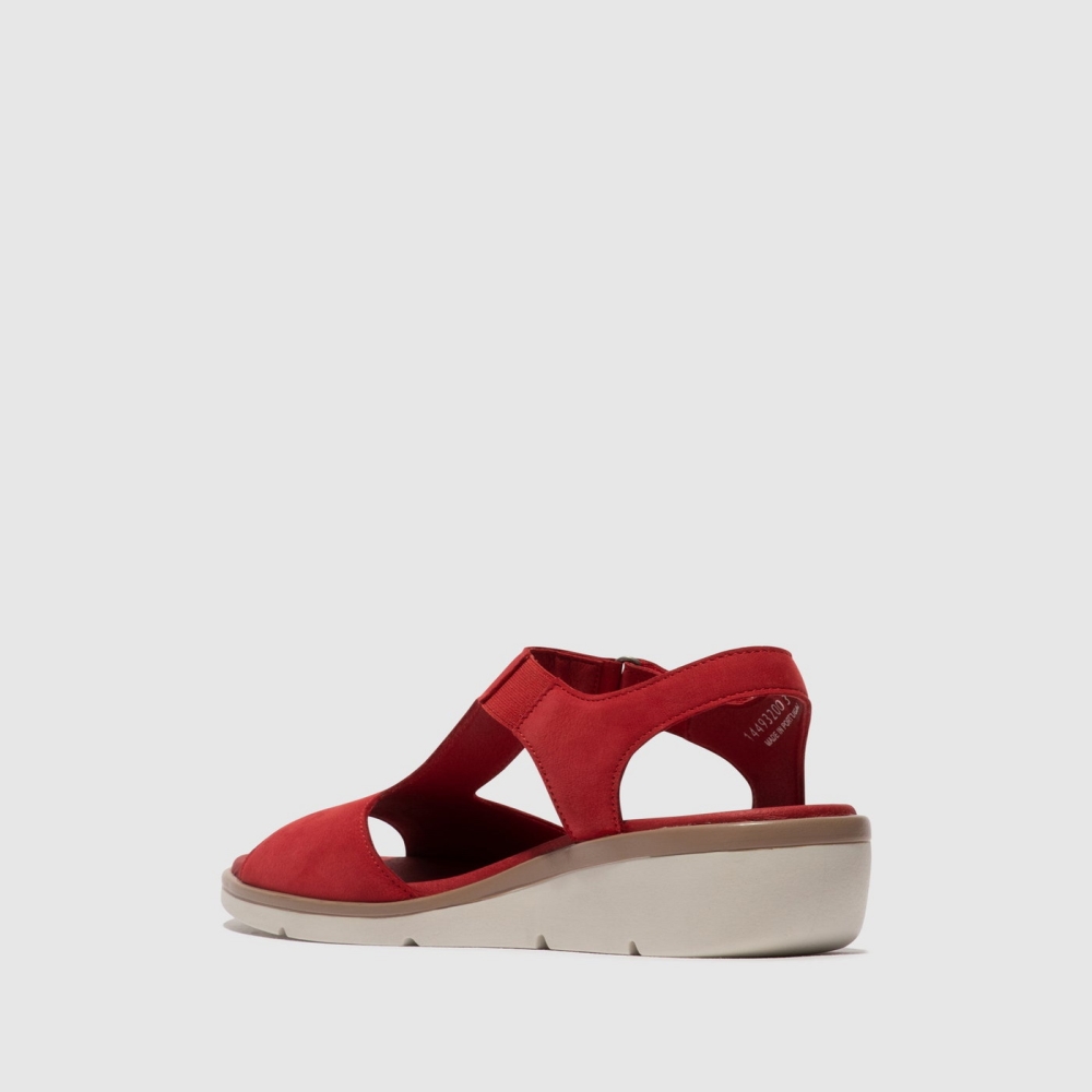 Red Fly London T-Strap Women's Sandals | USA97XQMH