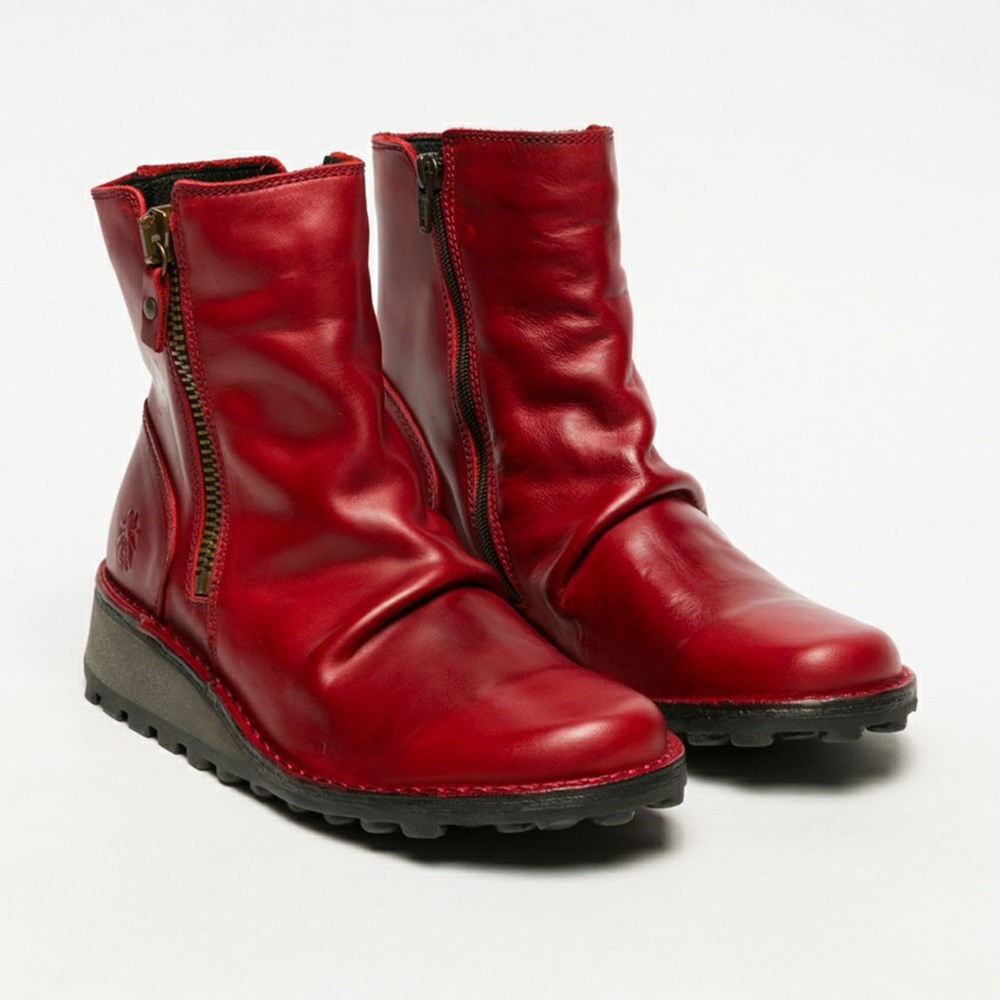 Red Fly London Upper Leather Women's Ankle Boots | USA67KEMO