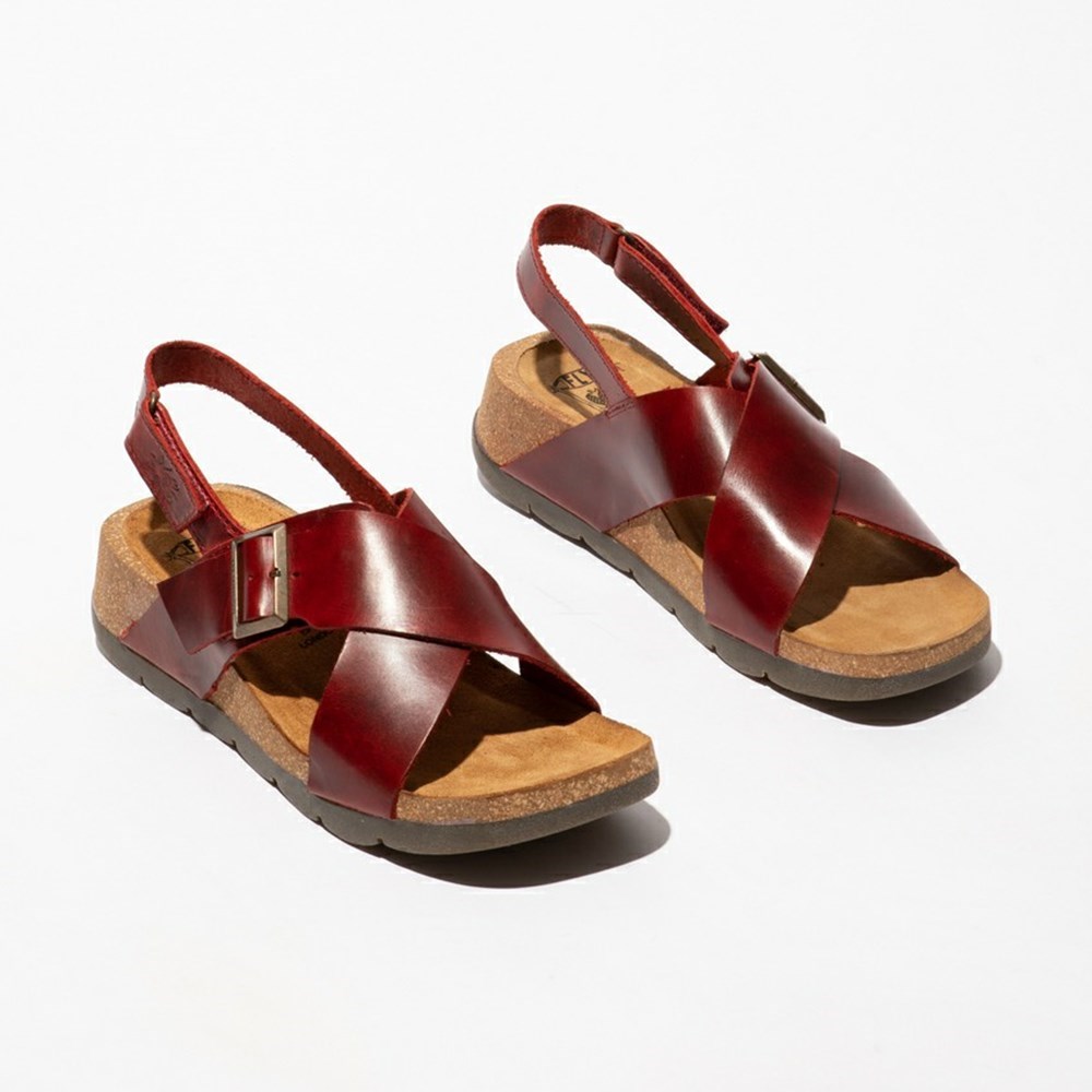 Red Fly London Upper Leather Women's Sandals | USA95KNXE