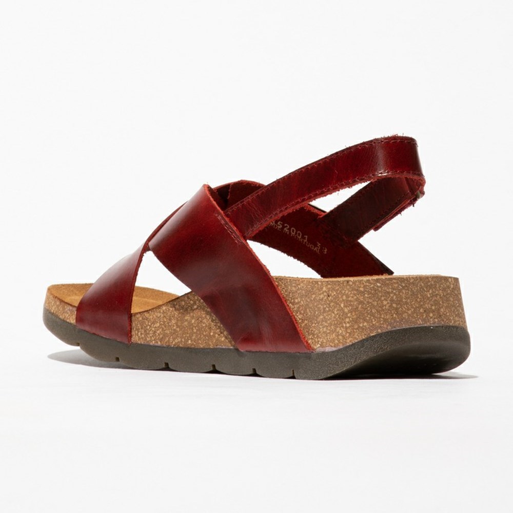 Red Fly London Upper Leather Women's Sandals | USA95KNXE