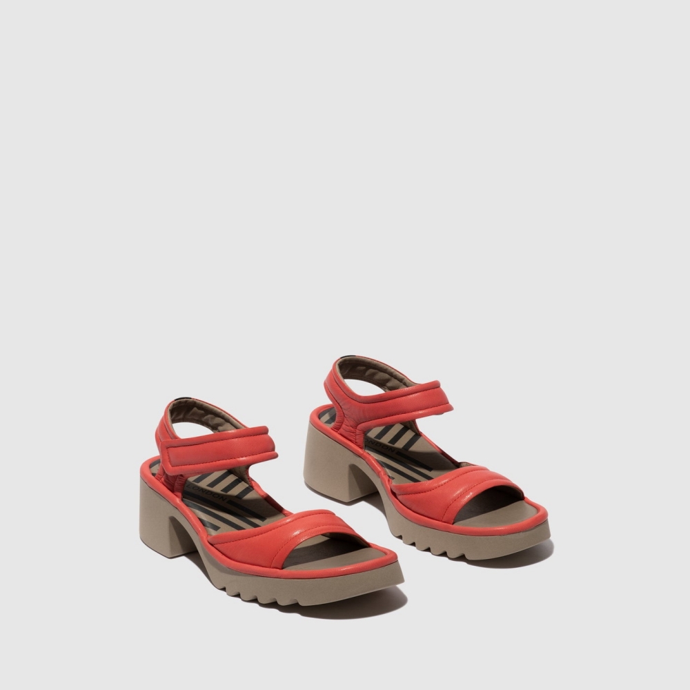 Red Fly London Velcro Women's Sandals | USA20KNGM