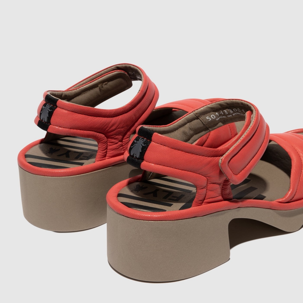 Red Fly London Velcro Women's Sandals | USA20KNGM