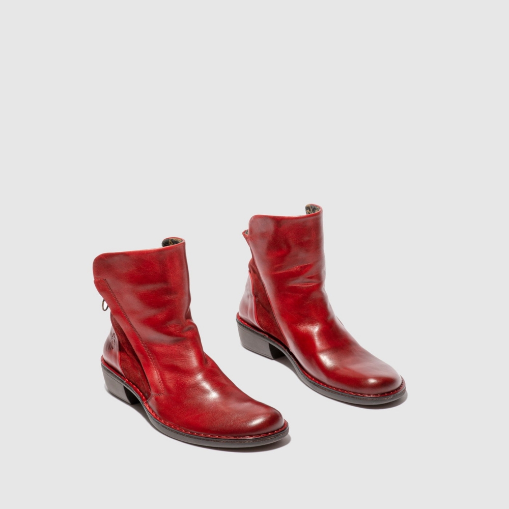 Red Fly London Zip Up Women's Ankle Boots | USA05UPFH