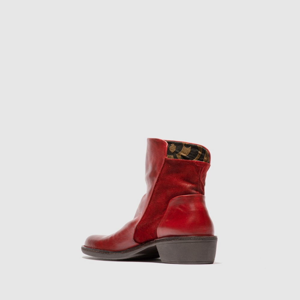 Red Fly London Zip Up Women's Ankle Boots | USA05UPFH