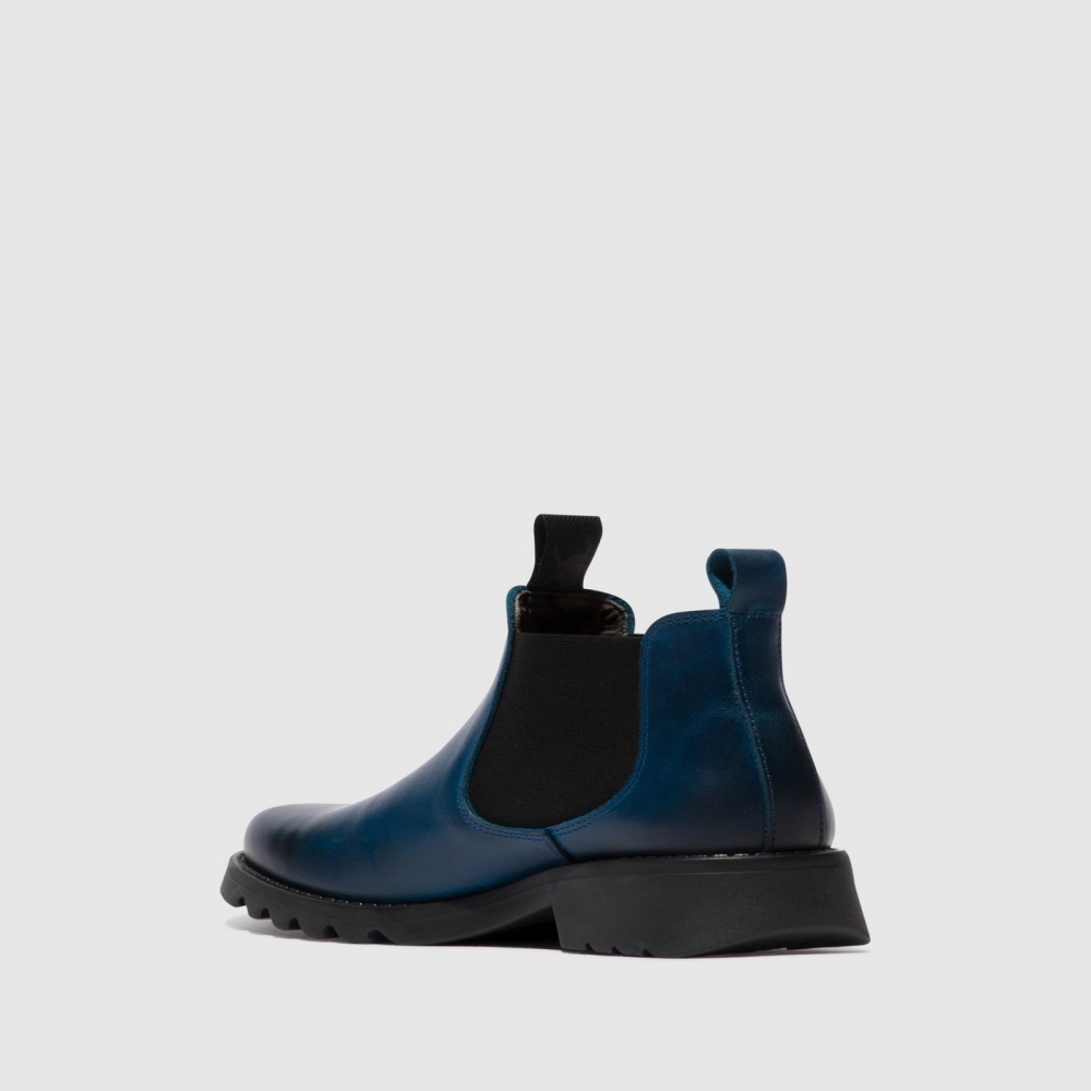 Royal Blue / Black Fly London Chelsea Women's Ankle Boots | USA60RBFQ