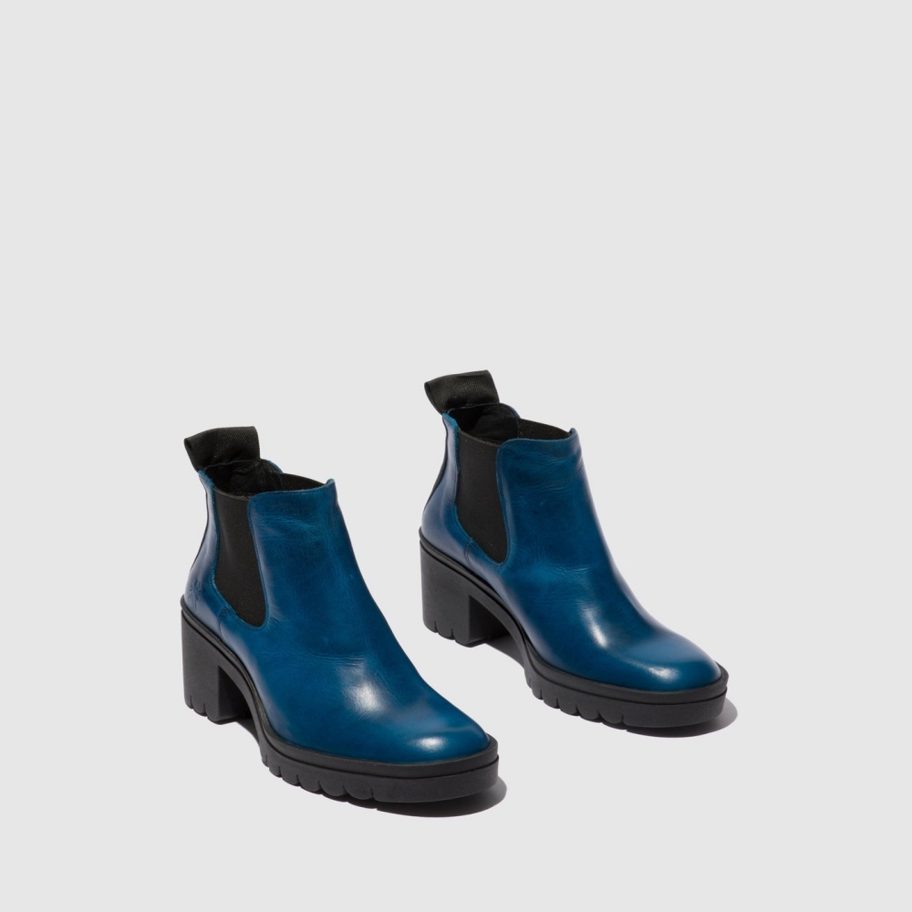 Royal Blue Fly London Chelsea Women's Ankle Boots | USA08QCMU