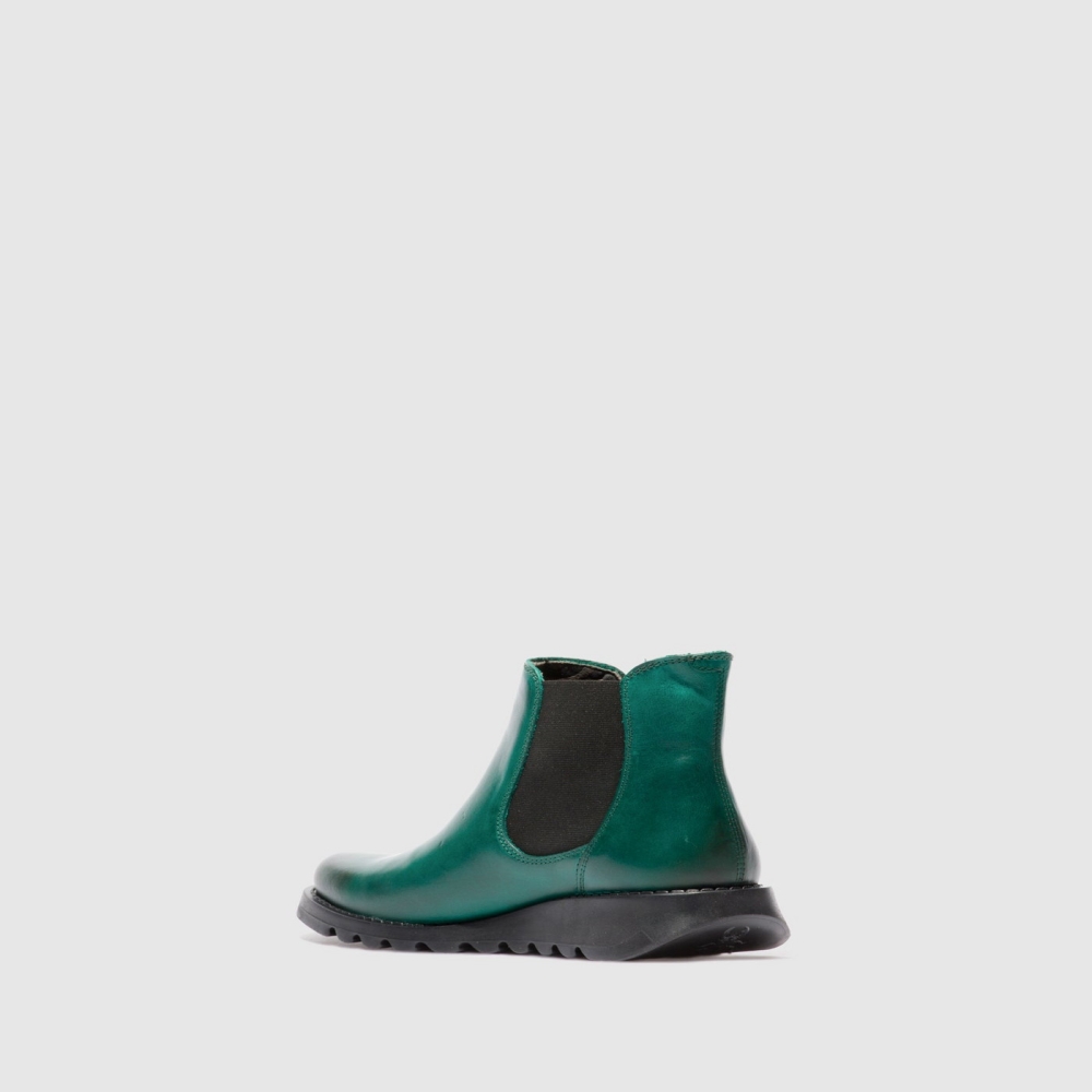 Shamrock Green / Black Fly London Chelsea Women's Ankle Boots | USA26EFHT