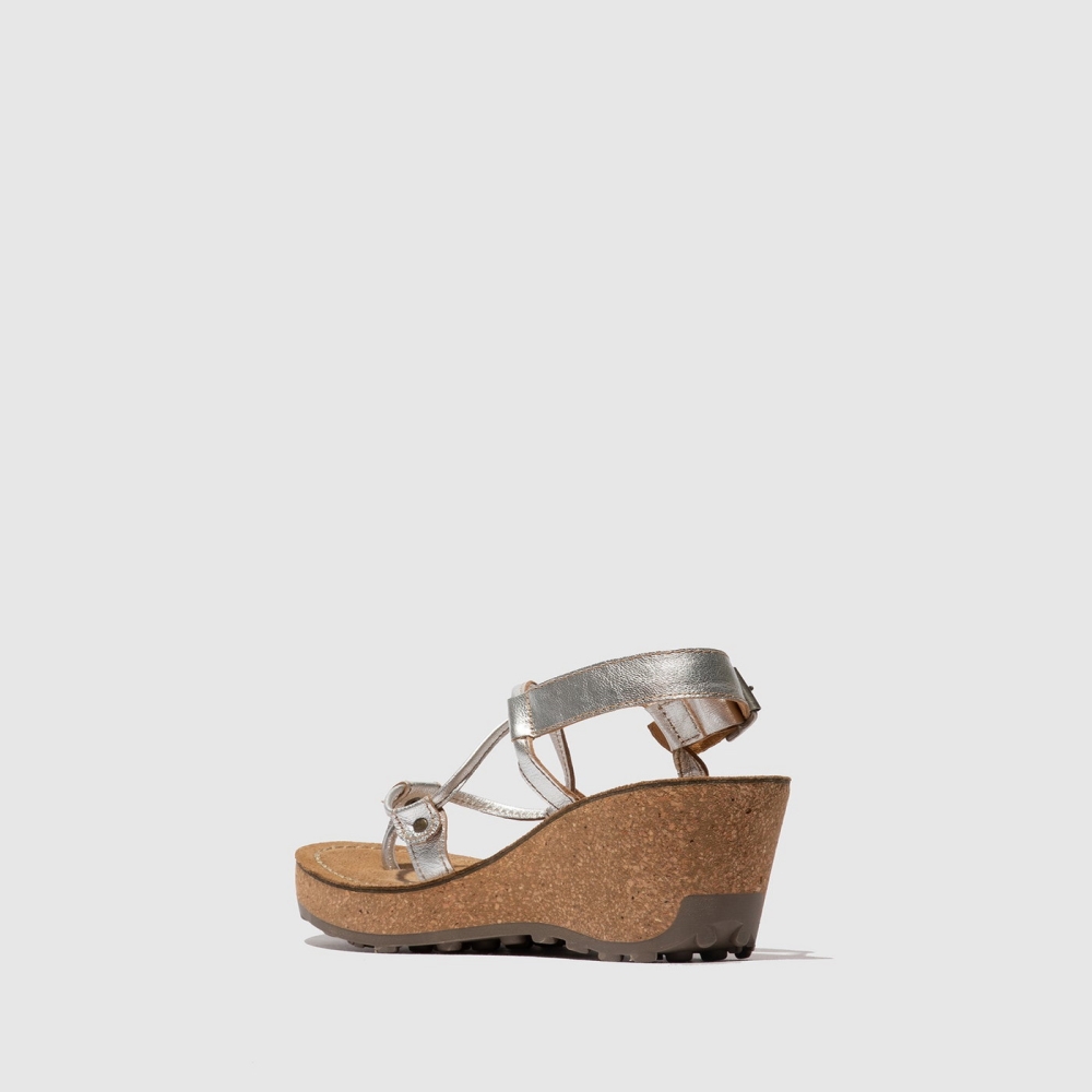 Silver Fly London T-Strap Women's Sandals | USA73QNCJ