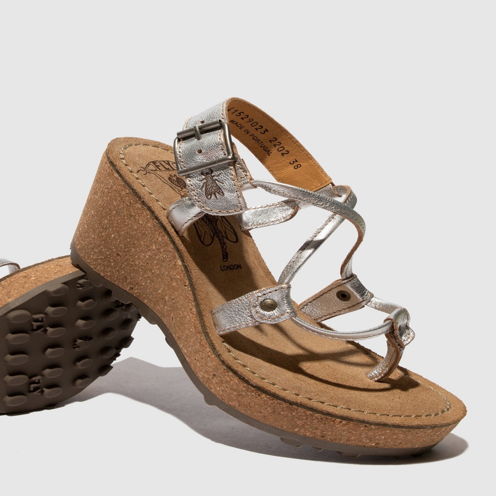 Silver Fly London T-Strap Women's Sandals | USA73QNCJ