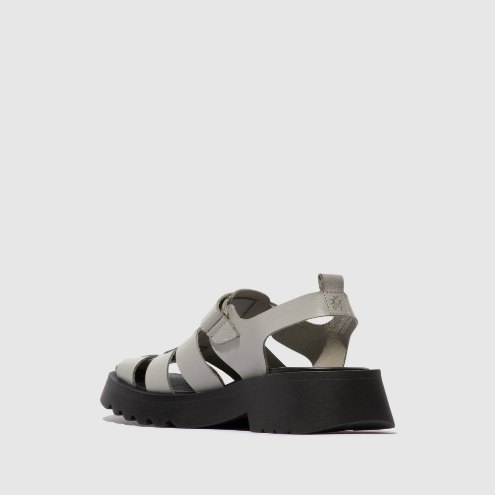 Silver Gray Fly London Strappy Women's Sandals | USA96FOPC