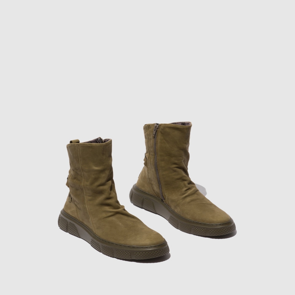 Sorano Militry Fly London Zip Up Women's Boots | USA65MSHB