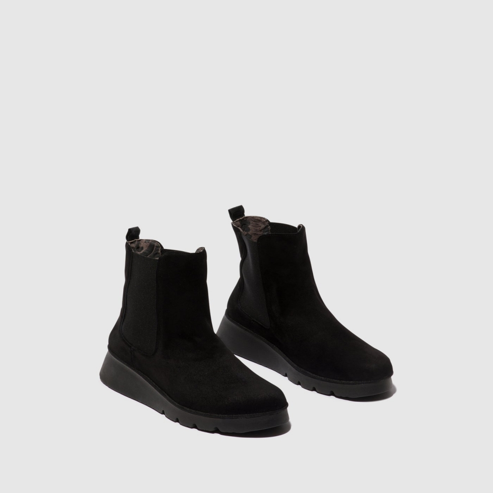 Suede Black Fly London Chelsea Women's Ankle Boots | USA71HPZE