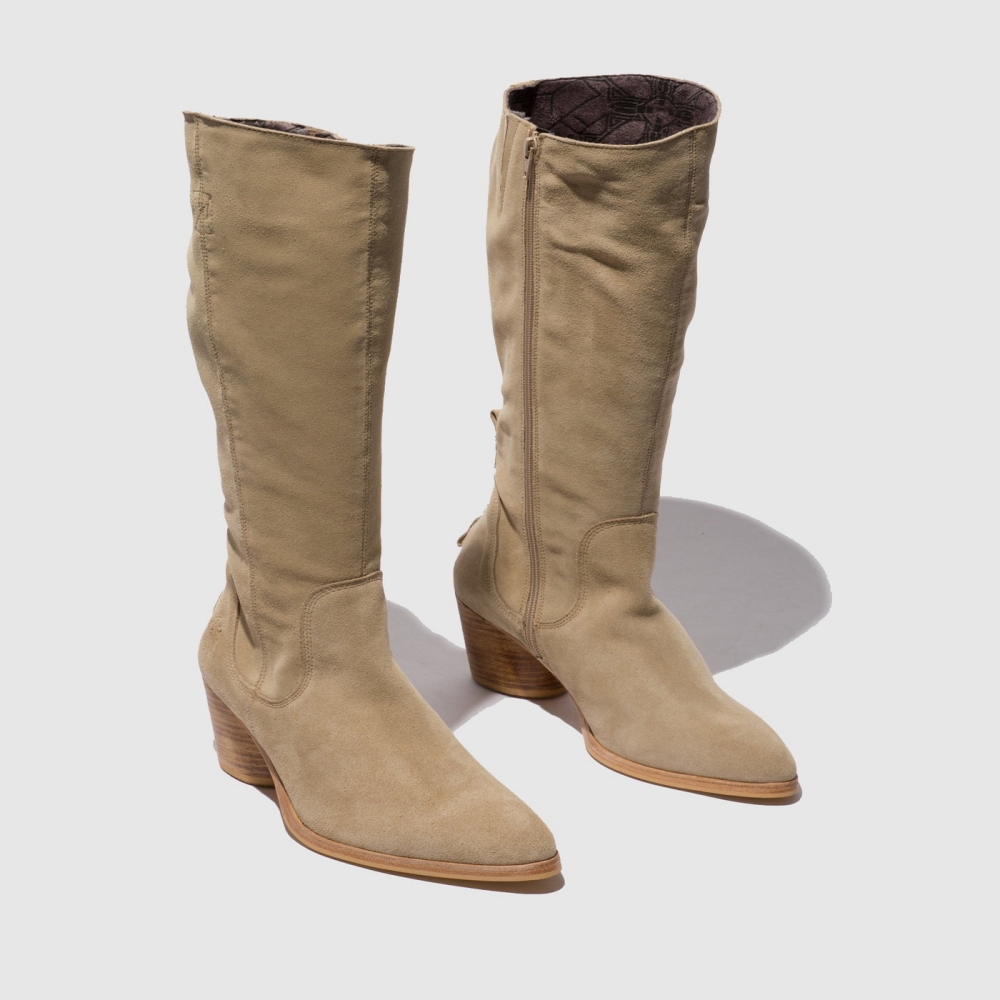 Suede Brown Fly London Zip Up Women's Boots | USA71TRHZ